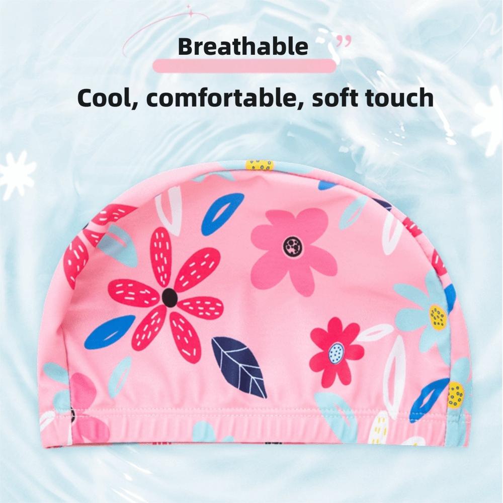 High Elasticity Swimming Hat Cartoon Print Kids Swim Cap Comfortable Swim Cap Girls
