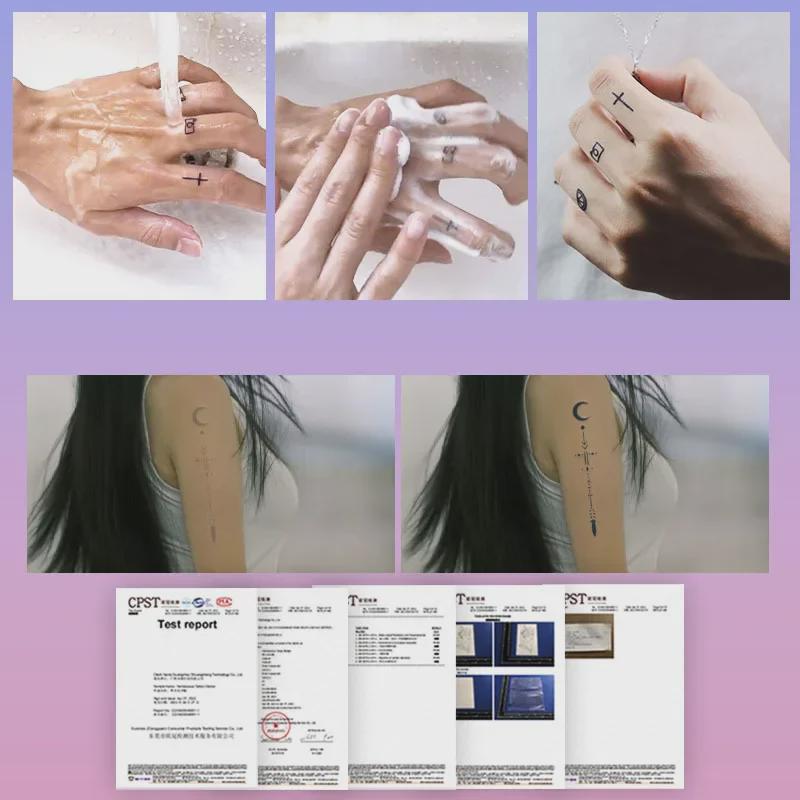 Moon Mark Geometric Herbal Tattoo Stickers - Waterproof, Durable & Stylish for Men & Women