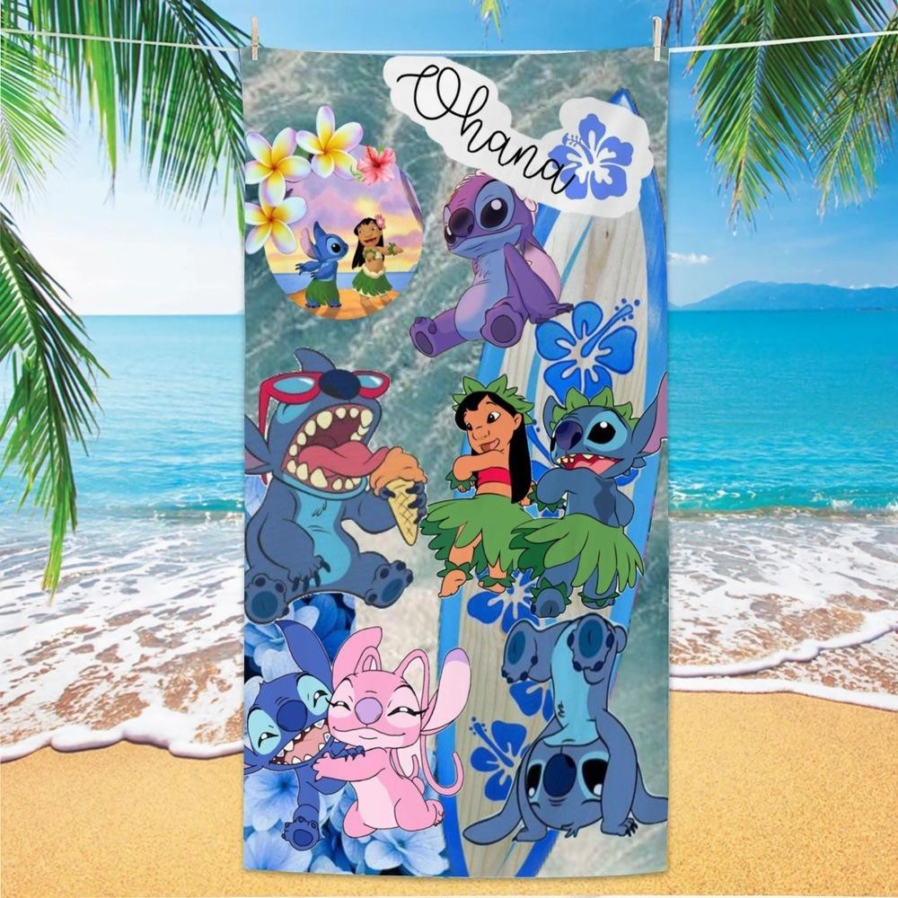 Western Anime Pattern Soft Thick Microfiber Large Towel For Children Beach Swimming