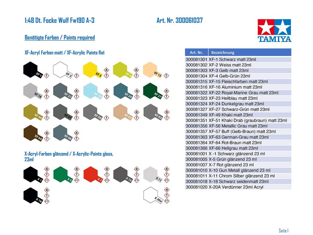 Tamiya Masterpiece Aircraft Series 37 German Air Force Fw190 Plastic Model Kit 61037 1/48 No. Focke-Wulf A-3