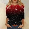Рубашки с рукавом 3/4 для женщин Милые рождественские принты Графические футболки Блузки Повседневные Большие размеры Базовые топы Пуловеры