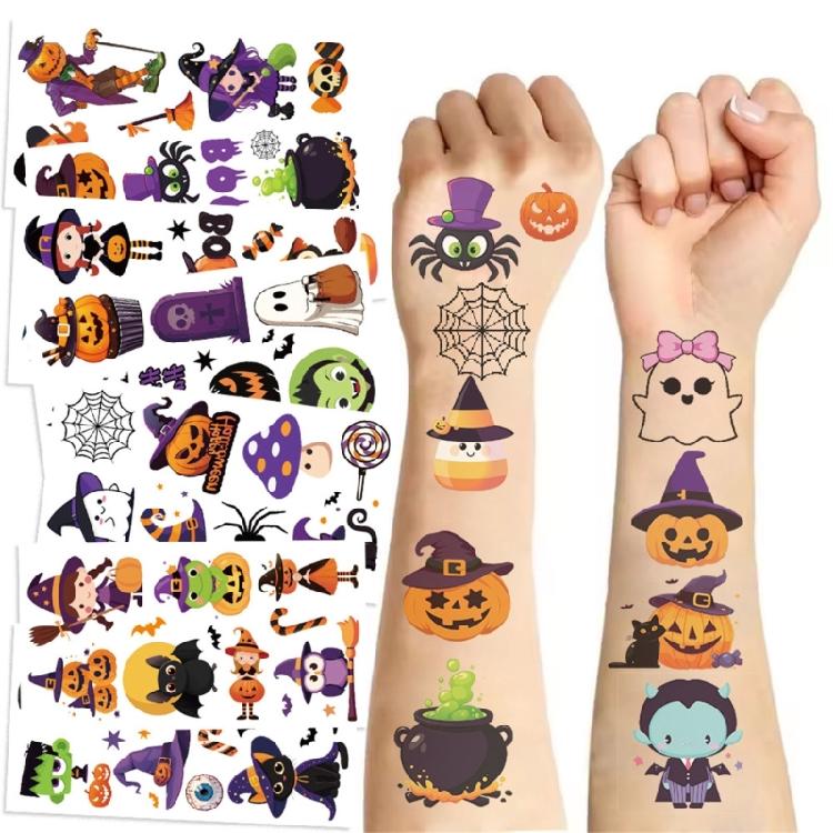Set of 10 Temporary Stickers for Kids Halloween Themed Decals Costume Decoration Waterproof Body Art Accessories