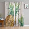Avocado Green Seed Fruit Sheer Curtains for Living Room Decoration Window Curtains for Kitchen Tulle Voile Organza Curtains