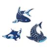 Cartoon Marine Animal Enamel Pins Glittering Dolphin Manta Ray Shark Brooch Alloy Lapel Jewelry Gift Accessories