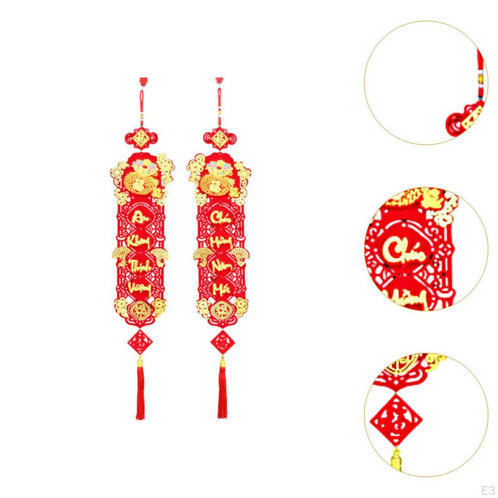 Vietnamese Year Red Hanging Couplets Blessing Pendant Decorative Photo Props Ornament Door Sign