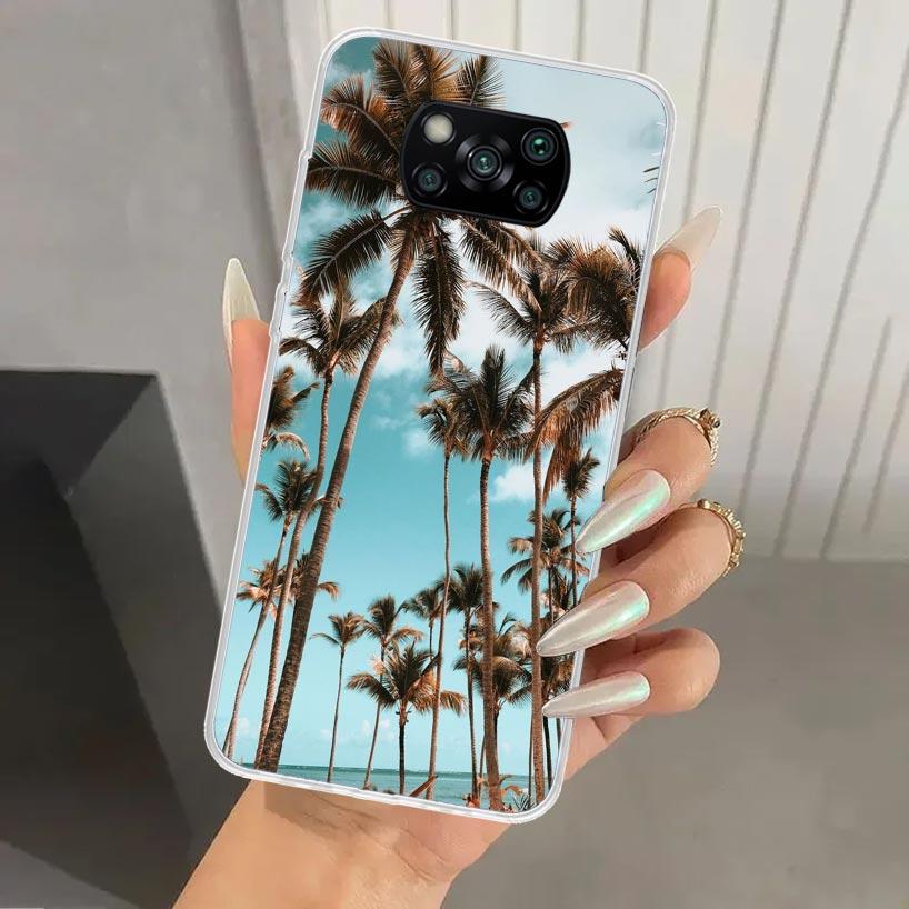 Летний закат на пляже, море, пальма, чехол для телефона для Xiaomi Poco X5 X6 X7 Pro F7 Ultra M7 Redmi 15 15C 13 13C 12 12C 10 10A 10C 9 9A