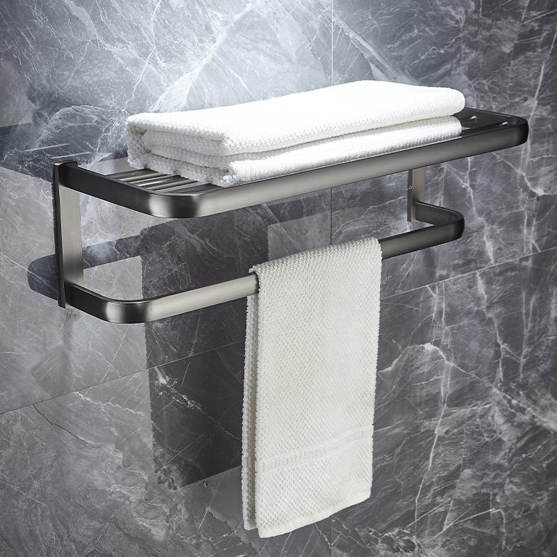 All copper gun gray bathroom towel rack, bath towel rack, light luxury bathroom rack, bathroom hardware pendant set.