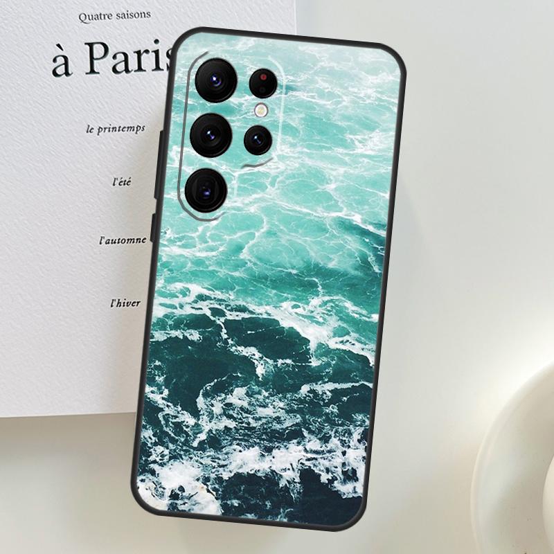 Blue Ocean Waves Sea Case For Samsung Galaxy S26 Ultra S24 S23 S22 S21 S25 Ultra S10 S20 Plus S25 FE Phone Cover