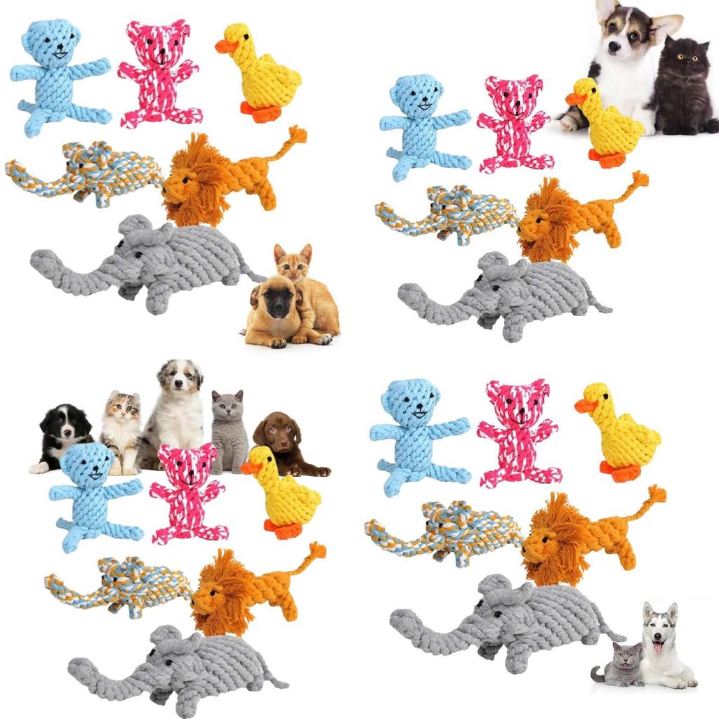 Adorable Cotton Rope Dog Toys Including Cute Yellow Duck Giraffe Moose For Chewing Dental Care And Fun Playtime Activities