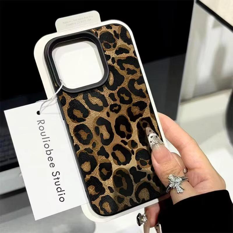 INS Чехол для телефона с коричневым леопардовым принтом Для iPhone 17AIir 16 Pro Max 15 14 Plus 13 12 11 XR XS Max Мягкий силиконовый чехол с рисунком личи