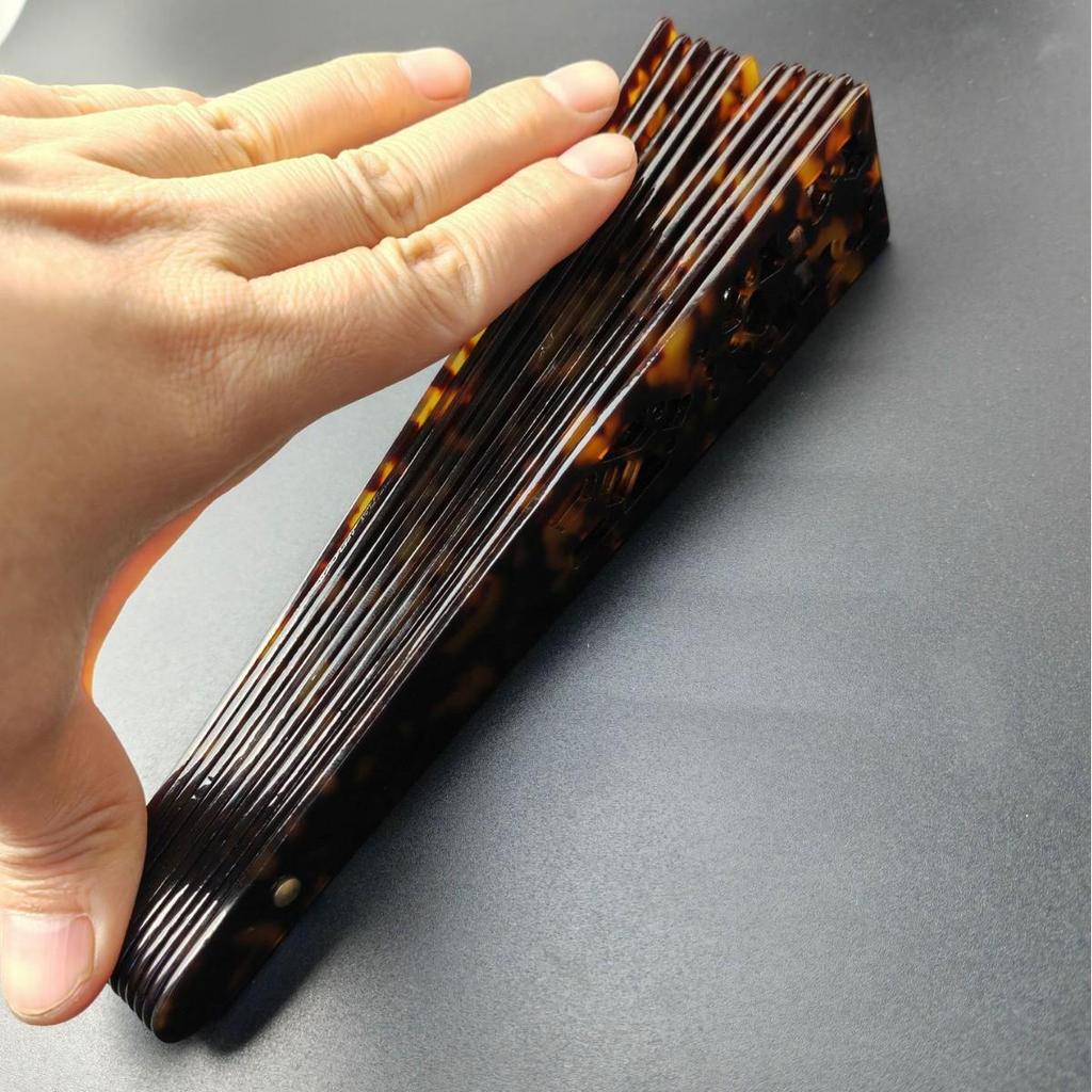 Ручной работы макраме складной веер с ажурной резьбой, дизайн «имитация шляпы», на заклепках, длина 20 см