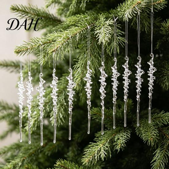 Spiral Twisted Acrylic Ornaments 12Pcs Colorful Icicle Ornaments, Ice Bar Hanging Decor for Christmas Tree, Texture Xmas Tree Trimmings Realistic