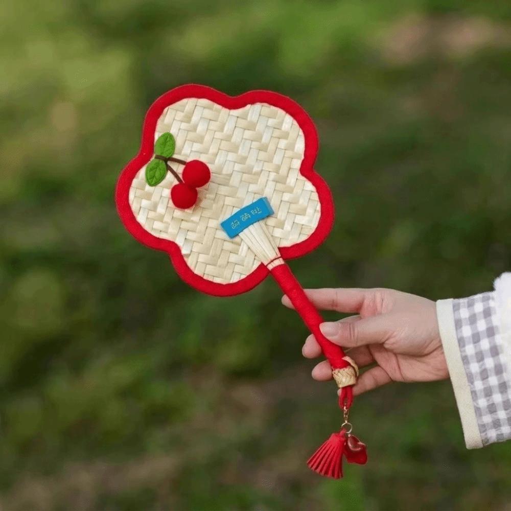 Vintage Portable Fan Flower Shaped Cooling Fan Creative Straw Fan  Home Decor