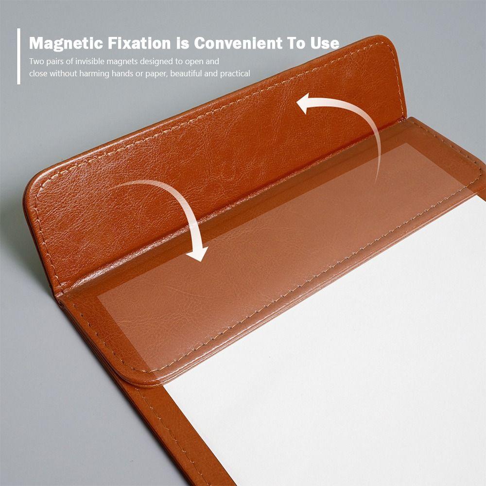 Magnetic Absorption Signature Writing Pad PU Leather Menu Folder Durable Clip Board Students