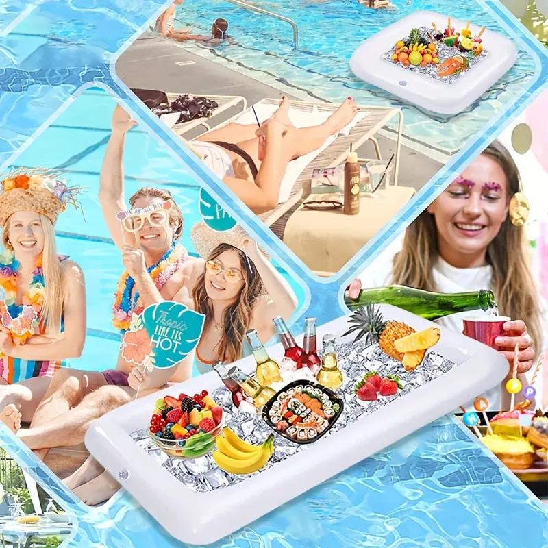 1 шт. Надувной ПВХ Ледяной Бар Подставка-Охладитель Контейнер Идеально подходит для Напитков Закусок Идеально для Летней Пляжной Водной Вечеринки
