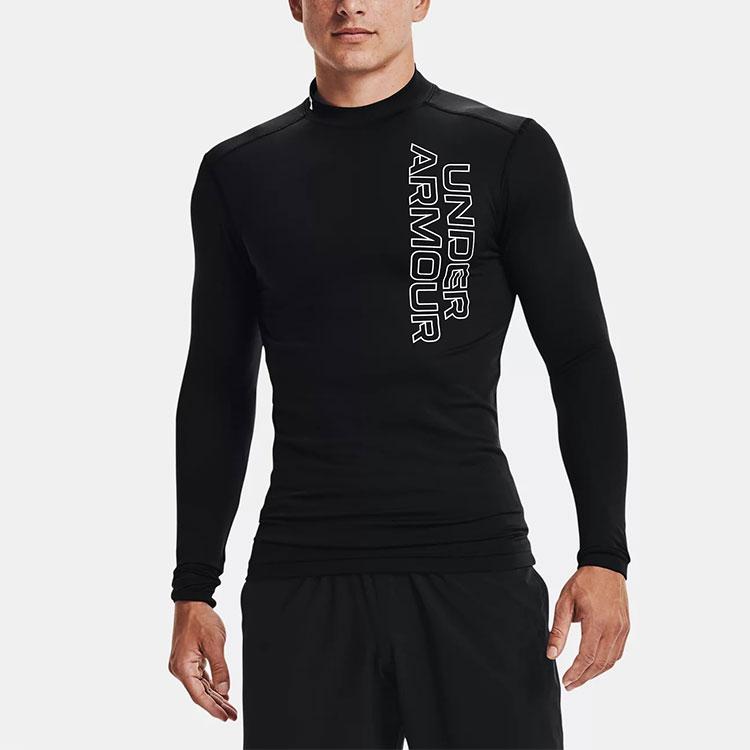 Under Armour Мужской топ для фитнеса с принтом логотипа и высоким воротом, черный 1369727-001