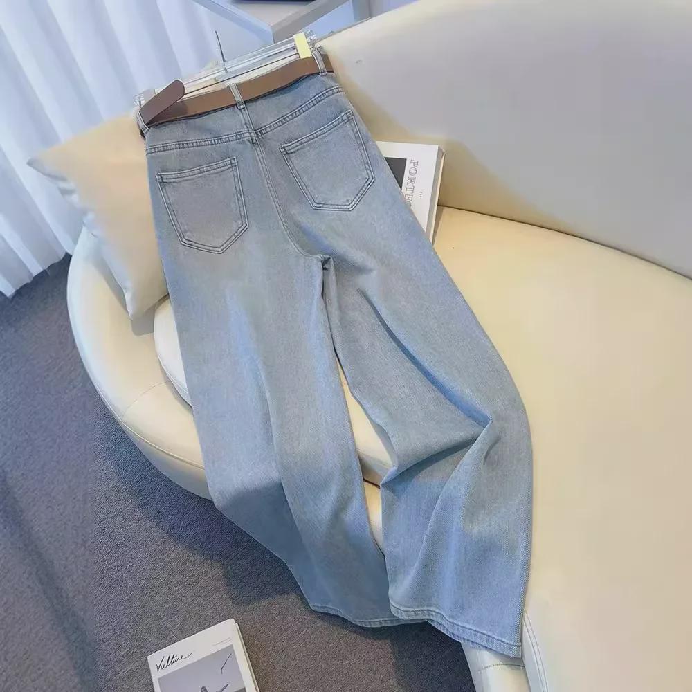 Женские джинсы с высокой талией и широкими штанинами весна/осень 2024 г.