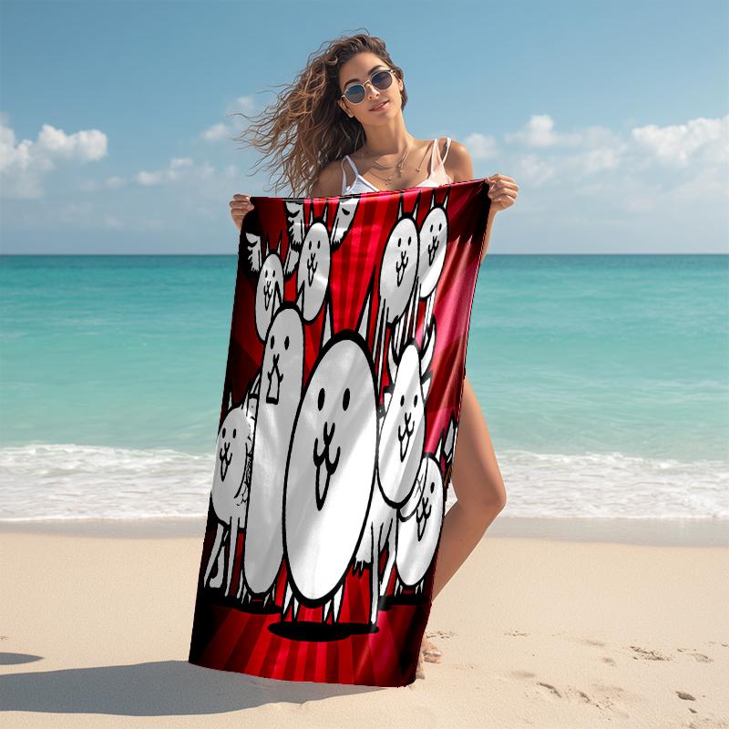 Beach Towel with The Battle Cats Pattern - soft,absorbent,machine washable Lightweight&Modern,swimming,Travel Essentials