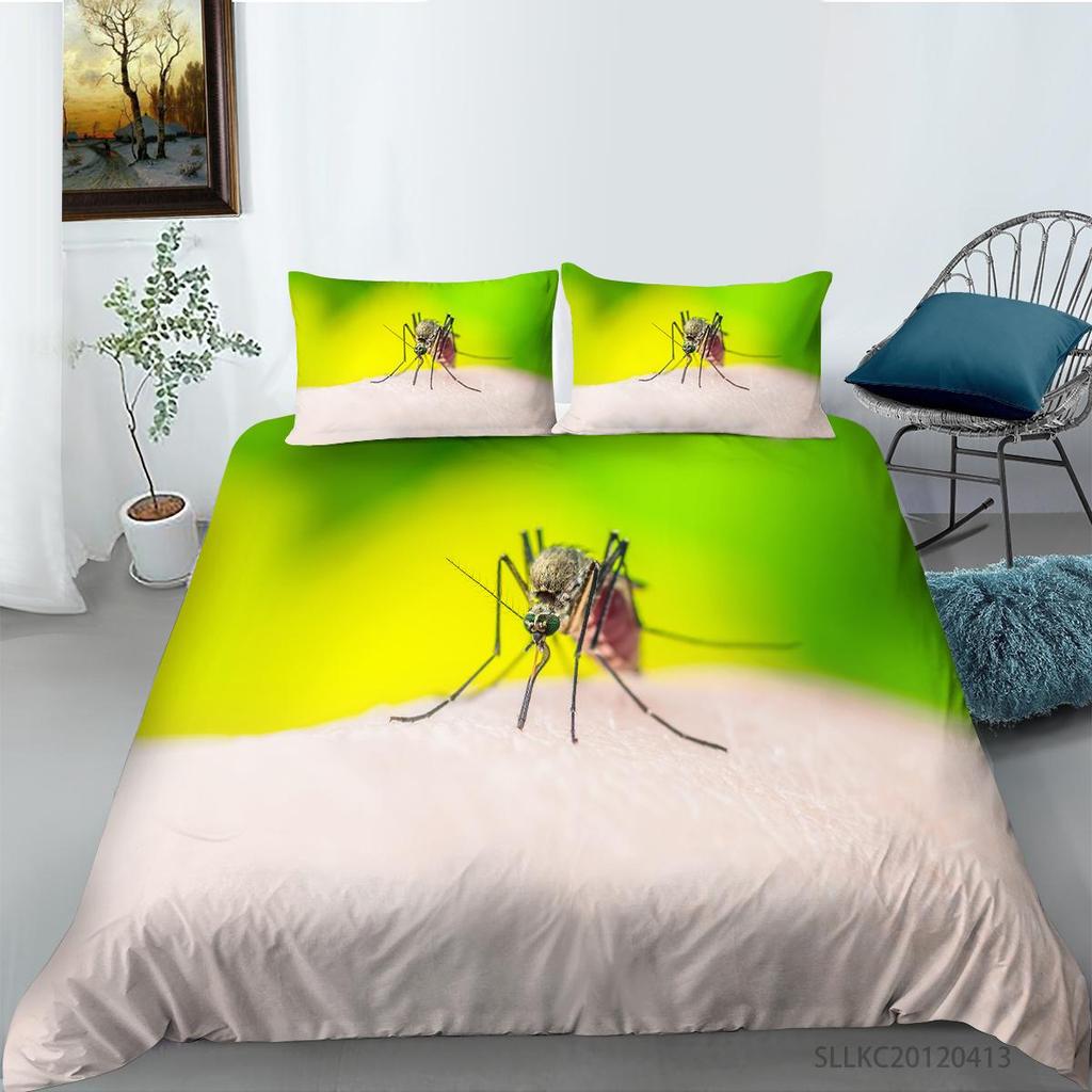 Women Home Bed Set Creative Mosquito Painting Duvet Cover Set Highend Bedding Cover Suit Pillowcase Stylish Bedding Cover