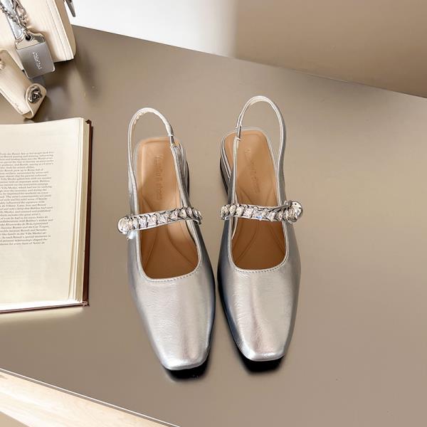 Модные открытые туфли на каблуке 2025 Лето Сандалии с закрытым носком Мэри Джейн Девушки Ретро Высокий Новый Блок Стразы Скандалы Кристалл Джейнс Ретро Вома