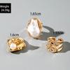 European and American Style Geometric Irregular Fashion Ring Set, Personalized Design, Imitation Pearl Layered Ring Ring