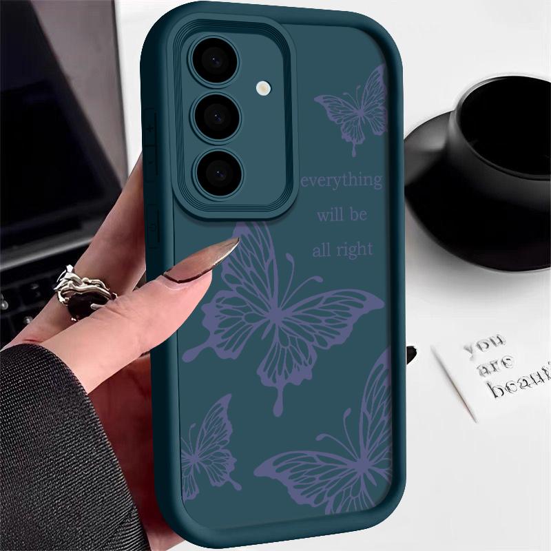 For Samsung S25 Ultra S24 FE S23 S22 S21 A14 A34 A35 A52 A53 A54 5G Cover Shockproof Matte Silicone Protection Butterfly Pattern Soft Phone Case