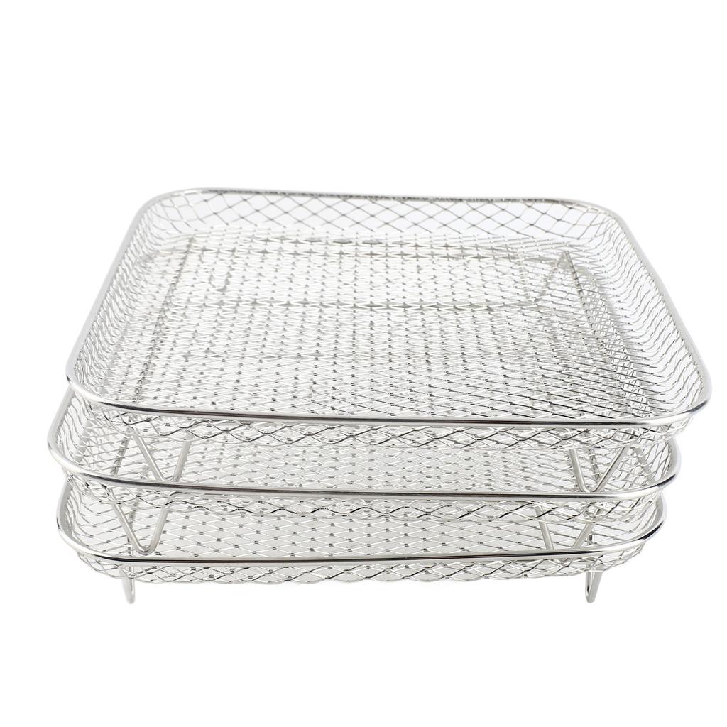 3-ярусная квадратная решетка для фритюрницы, можно мыть в посудомоечной машине, нержавеющая сталь SUS304, аксессуар для жарки и гриля для фритюрницы