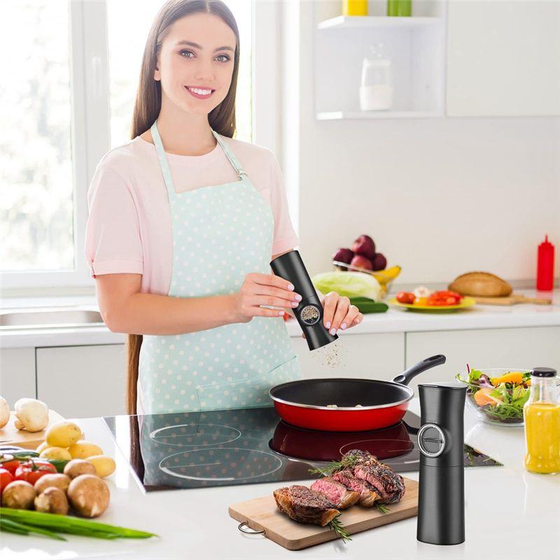 BHBL Electric Pepper and Salt Grinder, Pepper Mill, Automatic One Hand Operation, Adjustable Coarseness, Suitable for Kitchen
