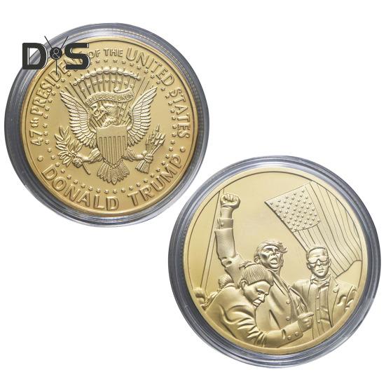 Золотая коллекционная монета президента Америки, резной значок 47-го президента США, круглый металлический медальон, украшение для домашнего офиса