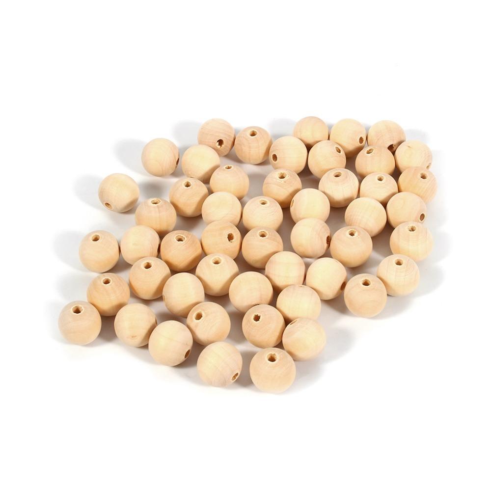 50pcs with Hole Round Wooden Beads 20mm Size Wood Beads Practical Wooden Balls Garlands Decor