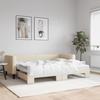 VidaXL Daybed with Trundle and Mattress Cream 80x200 Cm Fabric 3196595