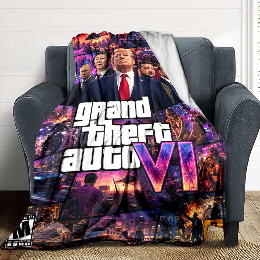 Grand Theft Auto Blanket Soft & Cozy Perfect for Bed Office Office Chair for All Seasons Playful Design Suitable for Gifting Relatives and Friends