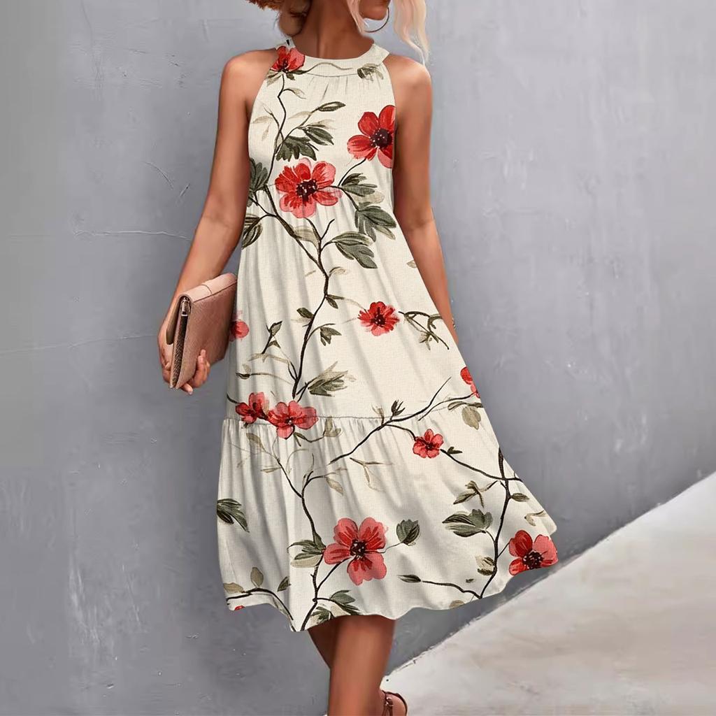 Женские летние платья без рукавов с принтом ко Дню святого Валентина, свободные, повседневные, с висячим вырезом, пляжные платья