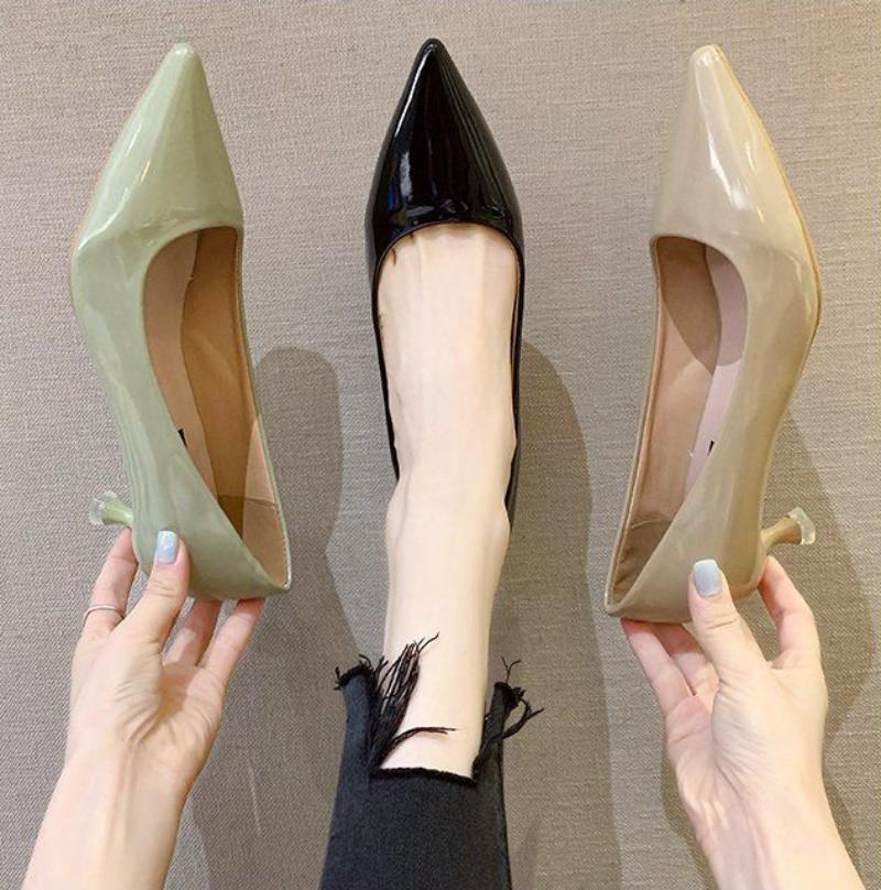 Женская летняя обувь, зеленые туфли для женщин 2024 года, офисные туфли Stilito с острым носком и средним каблуком, модные туфли A по акции, распродажа весны 39