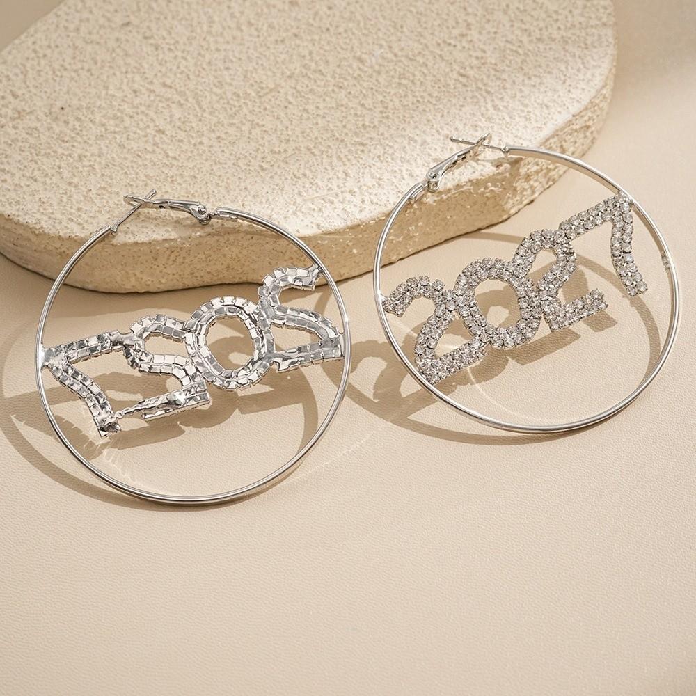 Elegant 2027 Digital Earrings Rhinestone Stud Earrings Happy New Year Earrings Celebration Holiday