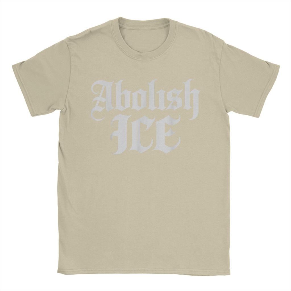 Anti ICE Retro English Vintage Old Text Style Abolish ICE TShirt Summer TShirts Men Cotton O Neck Plus Size Tees Retro Tops