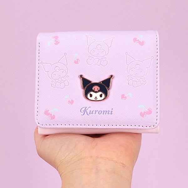 Sanrio Kuromi, простой кошелек для женщин, юниоров, мини-тонкий кошелек для транспорта, половина кошелька, подарок