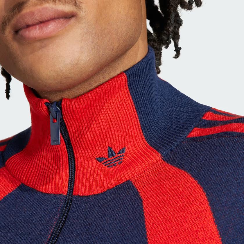 adidas Оригинальный полосатый пэчворк длинный рукав пуловер свитер мужские свитера синий IR7128