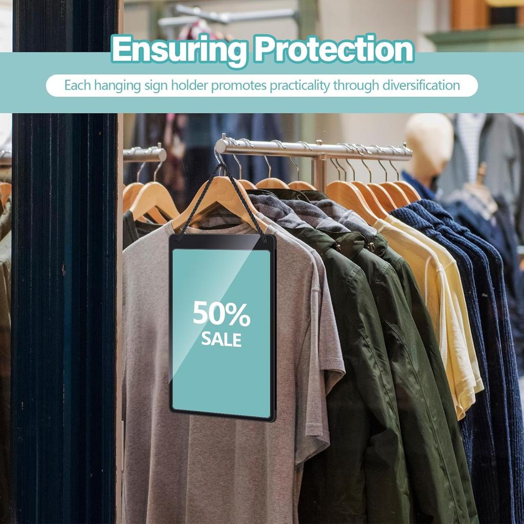 Thyle 3 Pcs Business Retail Hanging Sign Holder 8.3 x 11.7 Inch Plastic Advertising Signage Sign Holder Craftsman's Stall Clear Poster for Store