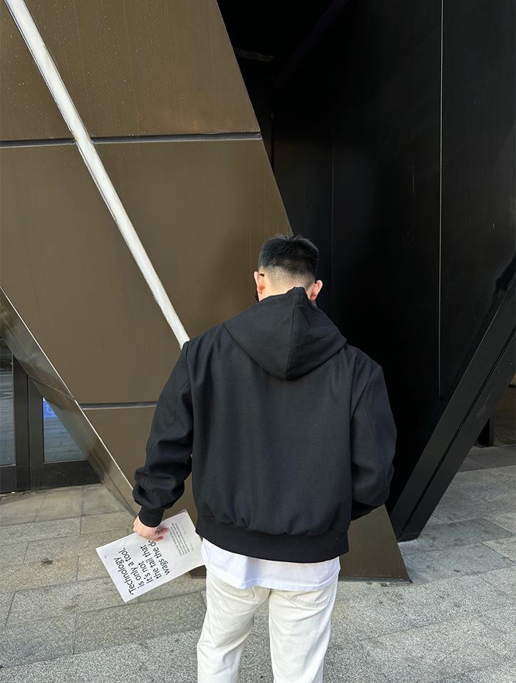 Мужская толстовка с капюшоном и логотипом Nan You Lv Jia из шерсти и хлопка: Тяжелая зимняя повседневная толстовка с длинным рукавом