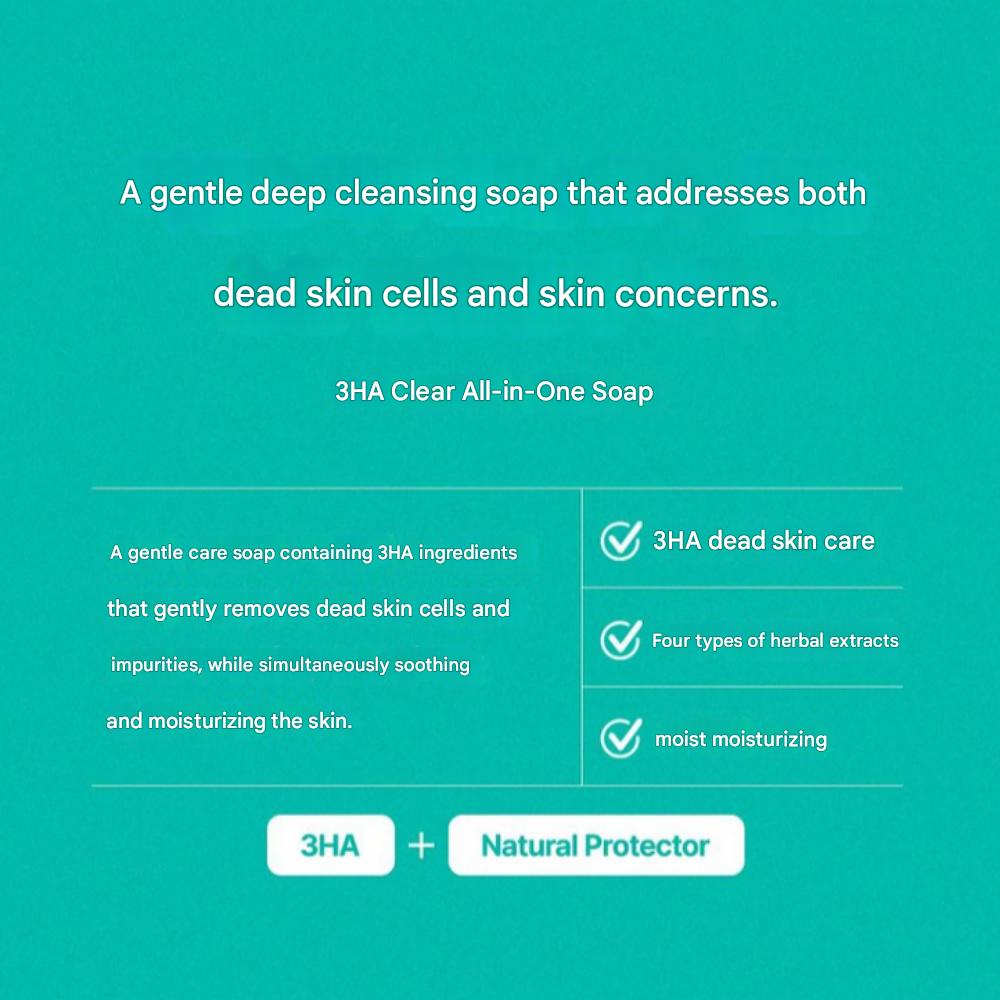 3ha Очищающее средство «Всё в одном»: Эксфолиация, Лицо и Тело, и Удаление Отходов Всё в Одном! 2(Два) Мыло с низкой раздражаемостью