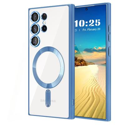 Прозрачный чехол с покрытием для Samsung Galaxy S24 S23 S22 S21 S20 FE Ultra Plus Note 20 Ultra MagSafe, чехол для беспроводной зарядки