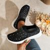 Sneakers Woman Shining Crystal Flat Shoes Spring Breathable Knit Platform Sneakers Woman Comfortable Soft Bottom Sports Shoes