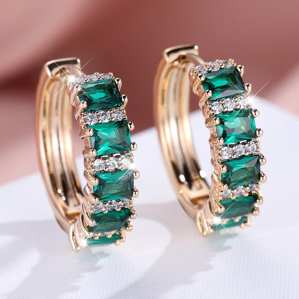 1 пара золотистых серег принцессы с квадратной огранкой, красных и зеленых камней, висячие серьги-крючки, свадебные украшения, подарки