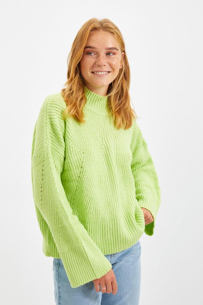 Women's Elegance Style Sweater Stone Soft Textured Basic Knitwear Sweater