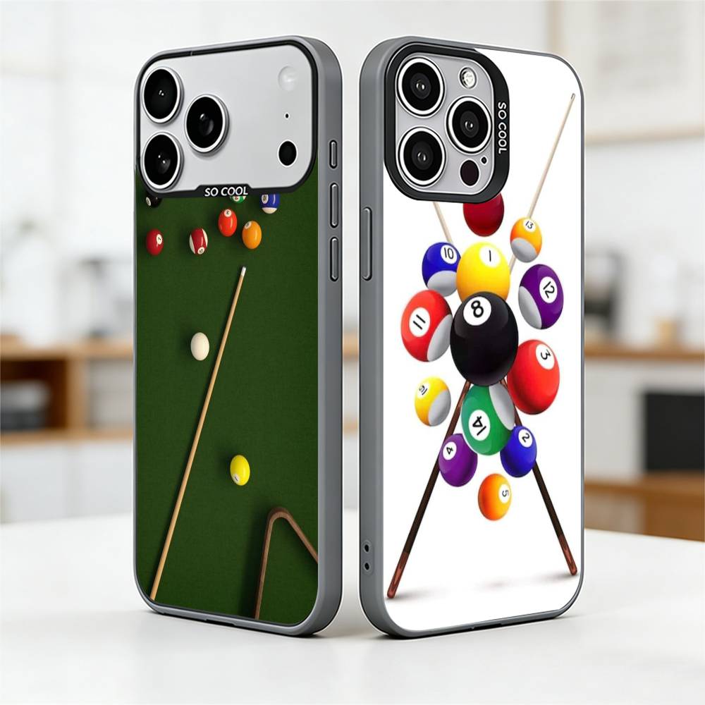Чехол для телефона с эстетикой бильярда 8 шаров Для iPhone 17,16,15,14,13,12,11 Plus,Pro Max,XS,Красочный Серебристый Чехол для телефона Funda Cover