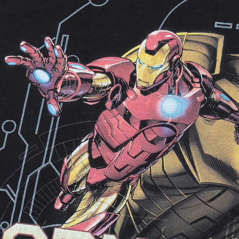 EVERSOUL Marvel Short Sleeve T-Shirt, Iron Man, Avengers, Hulk, Captain America, American Comic Book Merchandise, Gift, Men's, Black, Size M [Parallel