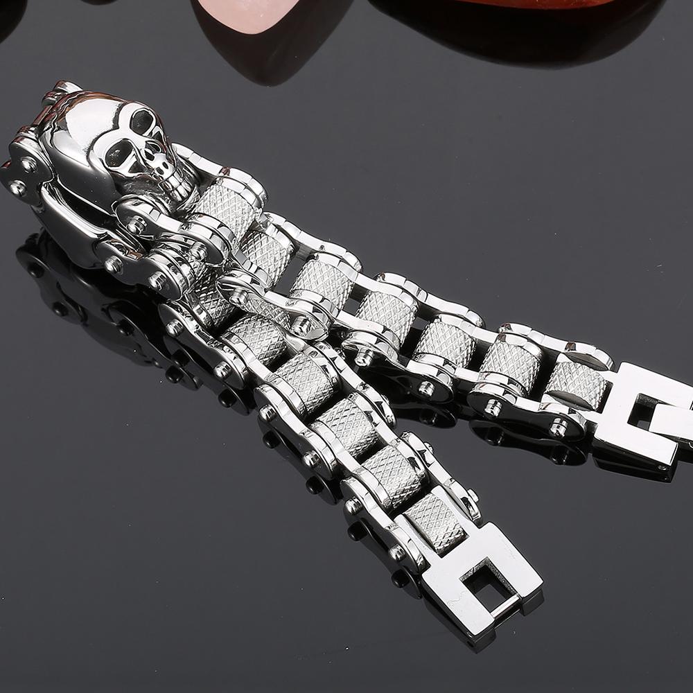 Готический браслет с подвеской в виде черепа и головы льва, мужской браслет из нержавеющей стали, массивный, 13/18 мм, цепочка для рук, мужской браслет-цепочка для мотоцикла, ювелирные изделия