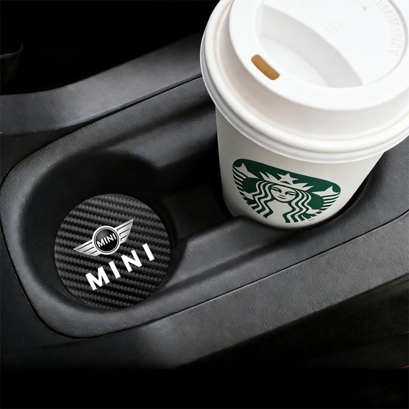 2Pcs Leather Coaster Anti-noise Water Cup Pad Cushion For BMW Mini Works Cooper F54 F55 F56 F57 F60 R50 R52 R53 R55 R56 R57 R58 akvnt44