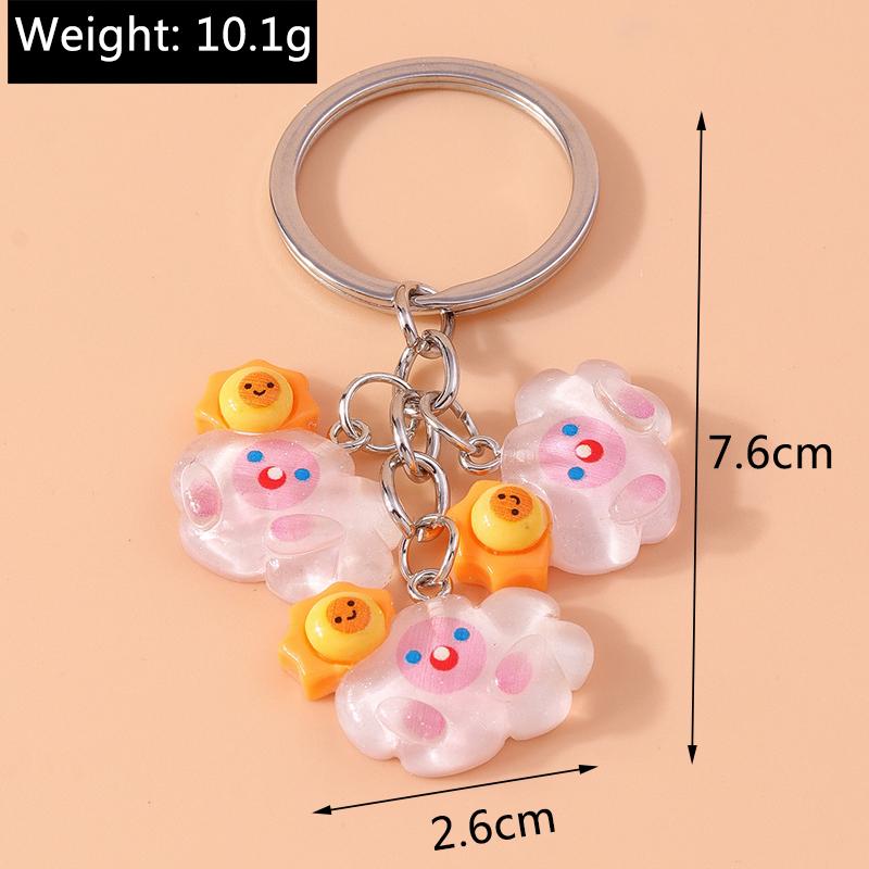 Cute Resin Cartoon Cloud Keychain for Women Girls Sun Moon Keyring Pendants Handbag Accessories DIY Handmade Jewelry Gifts